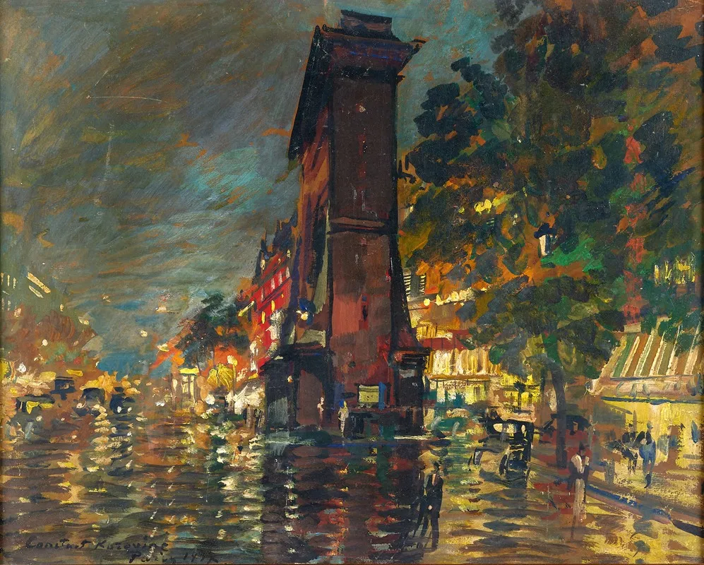 Paris Les Grands Boulevards La Nuit Wall Art by Konstantin Alexeevich Korovin - High-Resolution Digital Print