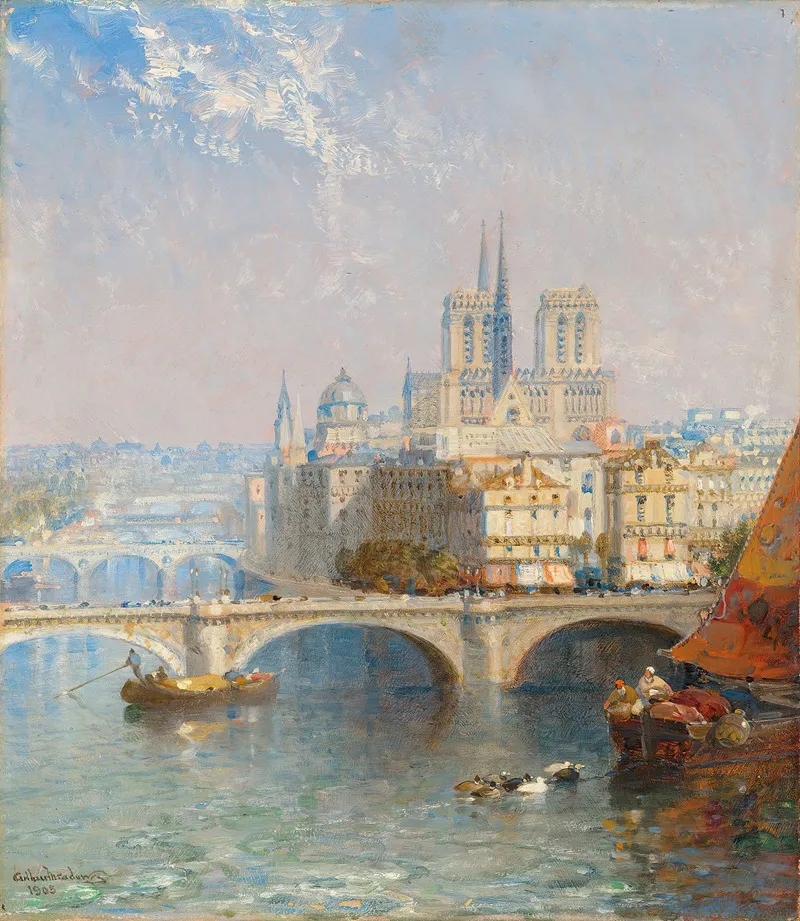 Paris With Notre Dame Wall Art by Arthur Joseph Meadows - High-Resolution Digital Print