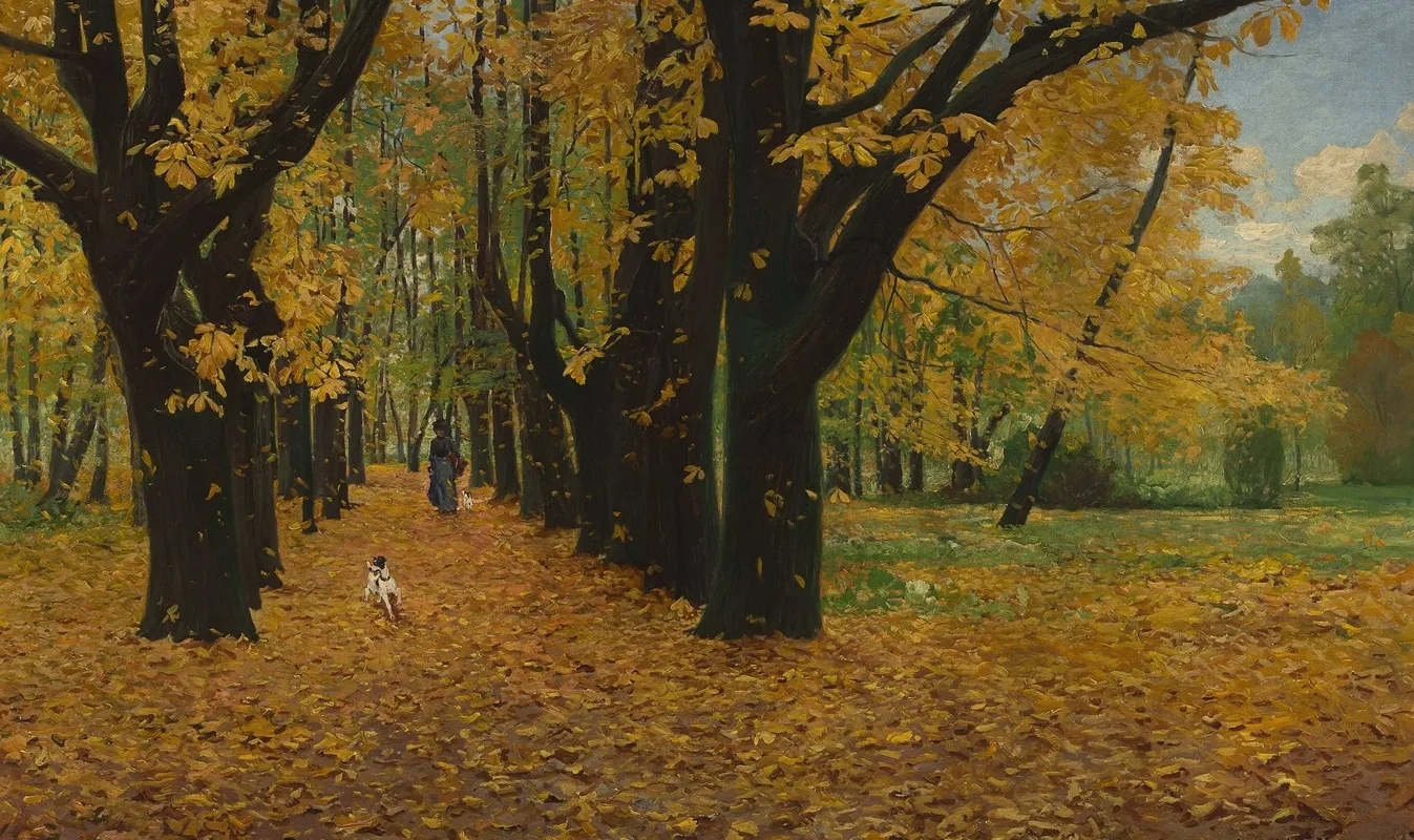 Park In Autumn Wall Art by Michał Gorstkin-Wywiórski - High-Resolution Digital Print