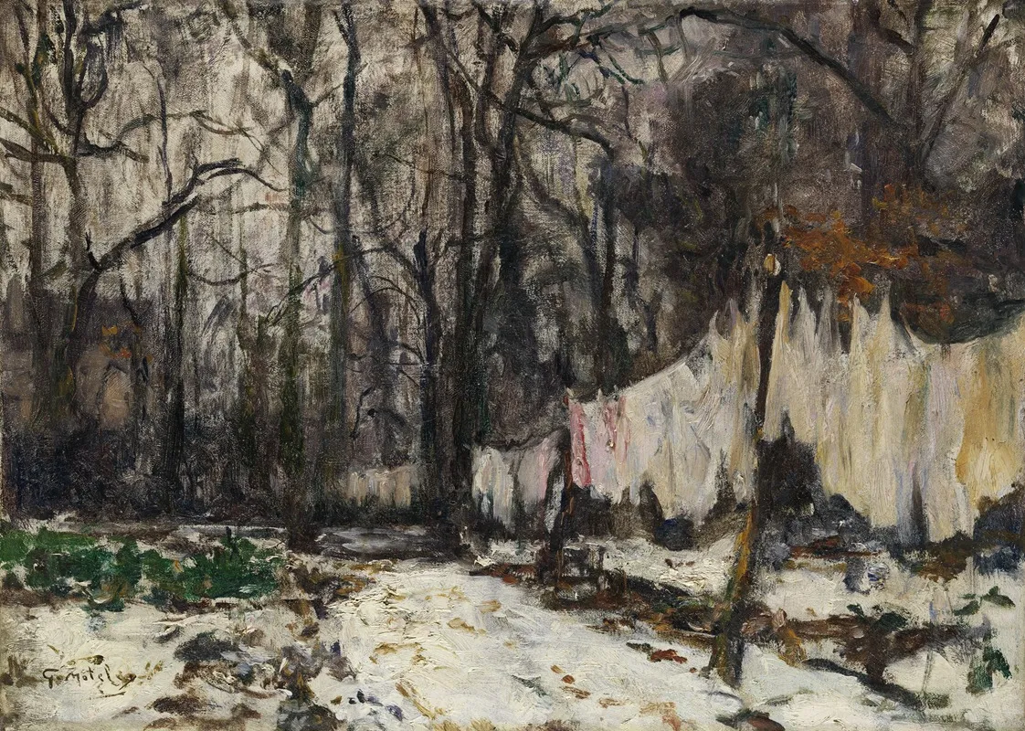 Parkbaume Mit Aufgehangter Wasche Wall Art by Georges Moteley - High-Resolution Digital Print