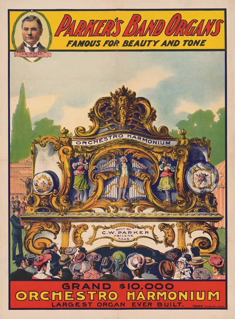 Parkers Band Organs Famous For Beauty And Tone Grand 10000 Orchestro Harmonium Largest Organ Ever Built Wall Art by Goes Litho. Co. - High-Resolution Digital Print