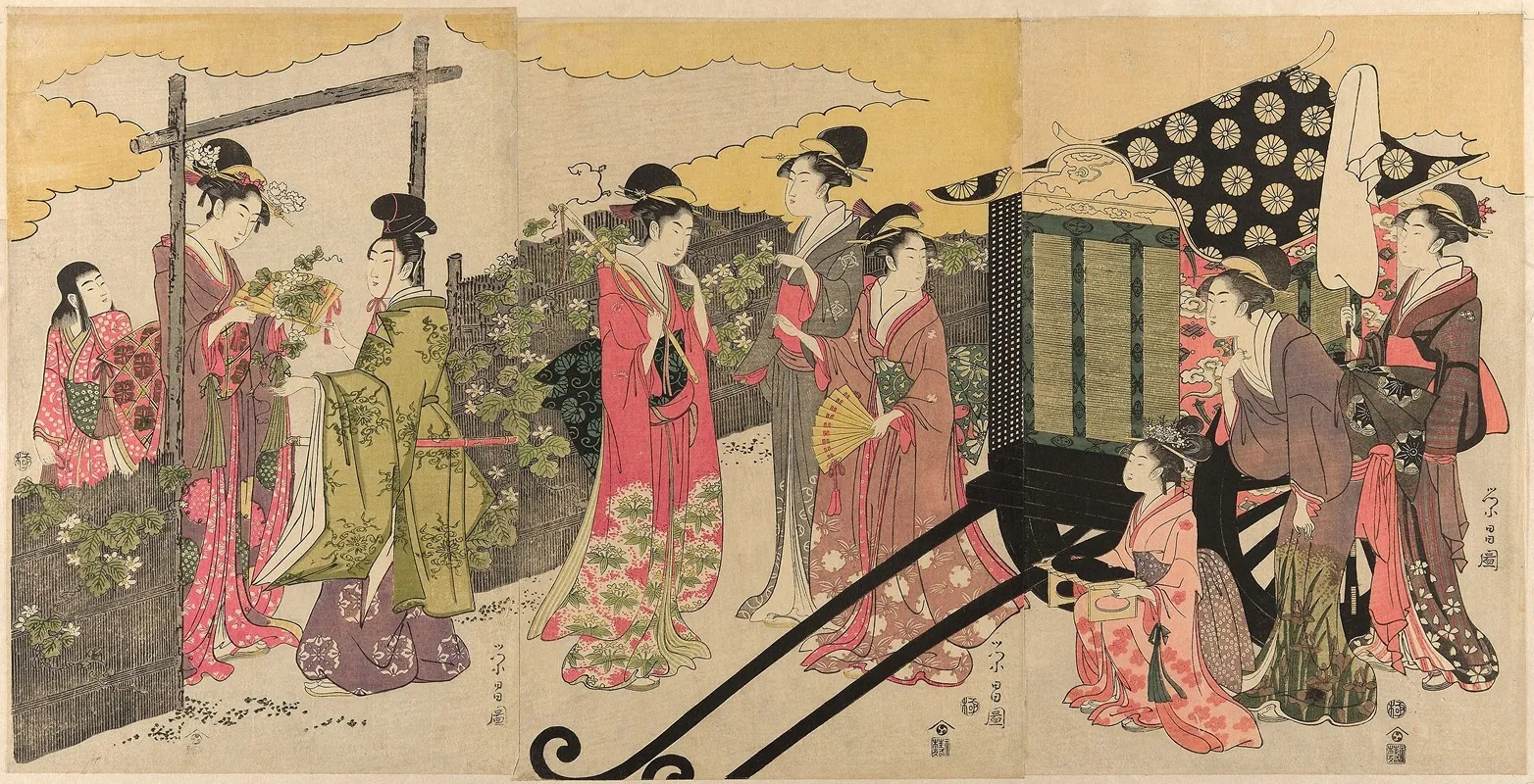 Parody Of The Yugao Chapter Of The Tale Of Genji Wall Art by Chokosai Eisho - High-Resolution Digital Print