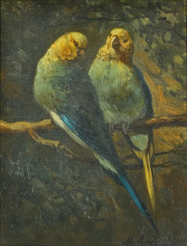 Parrots Wall Art by Marinus Adrianus Koekkoek The Younger - High-Resolution Digital Print