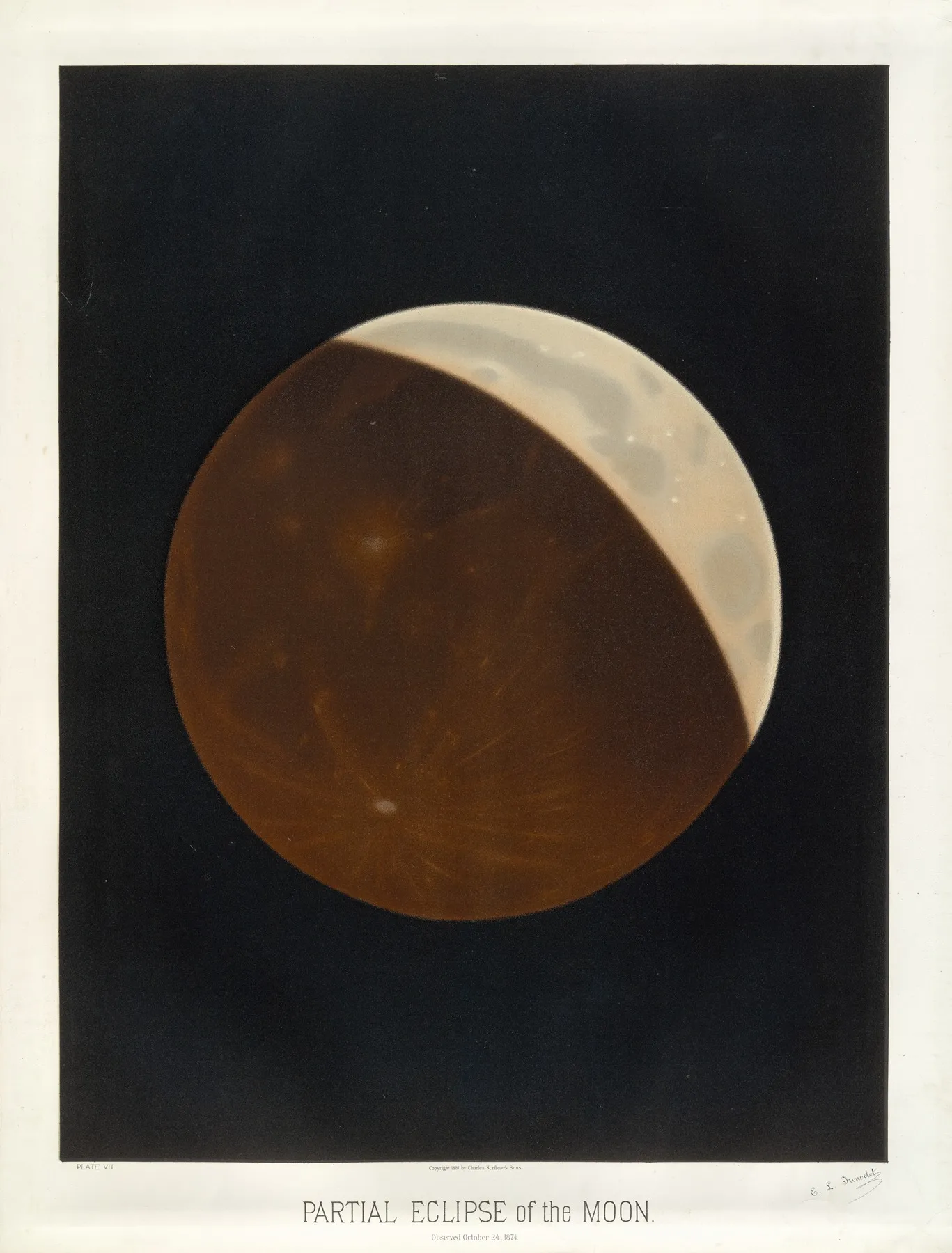 Partial Eclipse Of The Moon Wall Art by Étienne Léopold Trouvelot - High-Resolution Digital Print