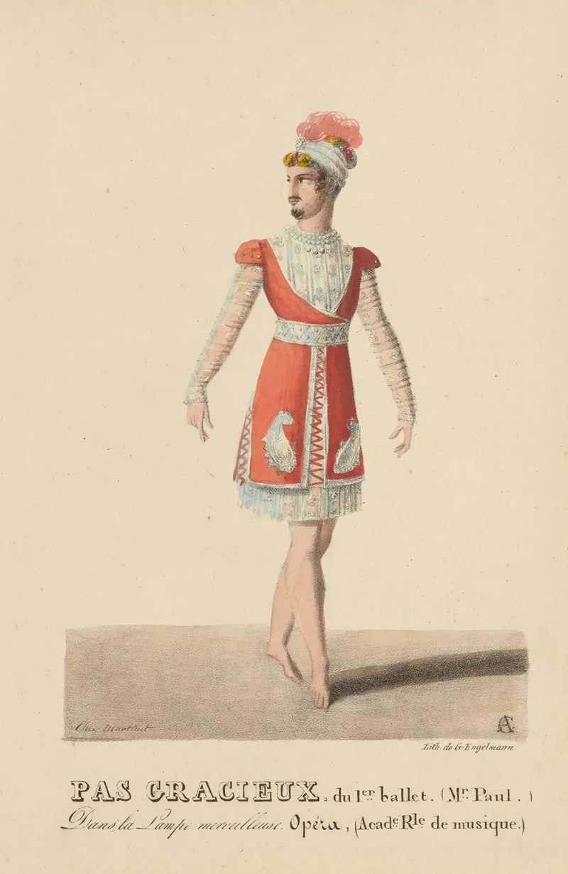 Pas Gracieux Du 1er Ballet Mr Paul Dans La Lampe Merveilleuse Opera Acade Rle De Musique Wall Art by Auguste Garneray - High-Resolution Digital Print