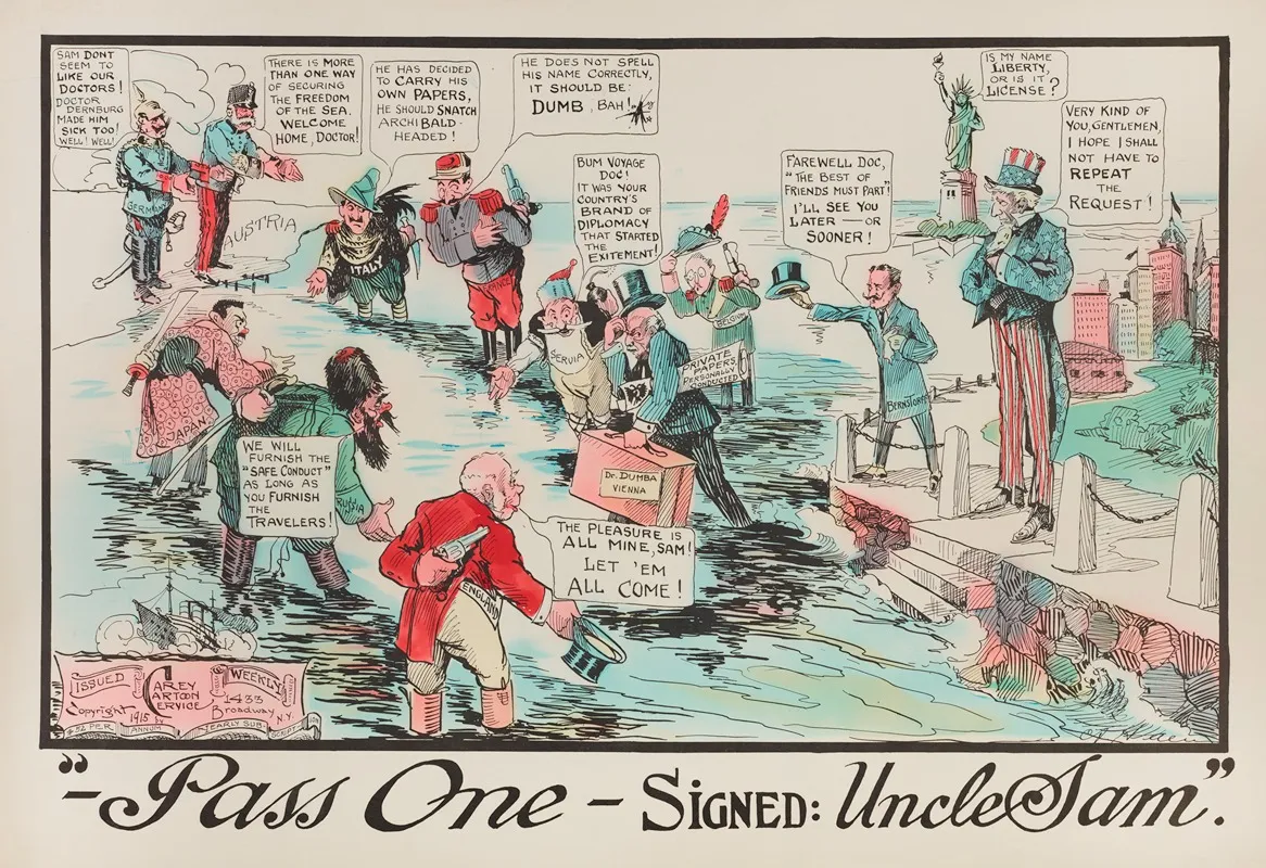Pass One Signed Uncle Sam Wall Art by Carey Cartoon Service - High-Resolution Digital Print