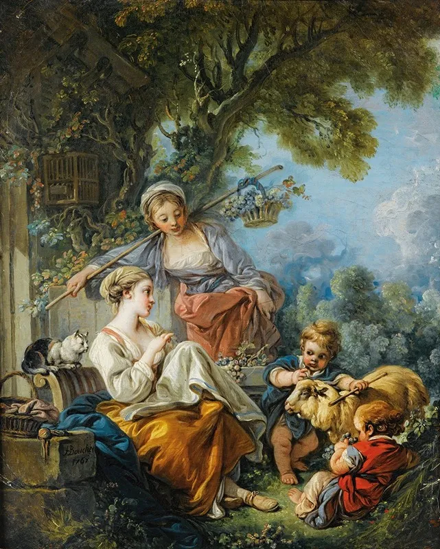 Pastoral Scene Wall Art by François Boucher - High-Resolution Digital Print