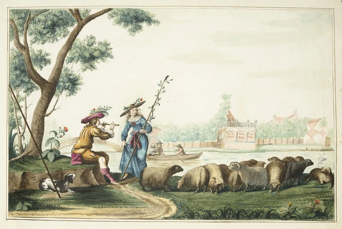 Pastorale Voorstelling Aan Een Rivier Wall Art by Gesina ter Borch - High-Resolution Digital Print