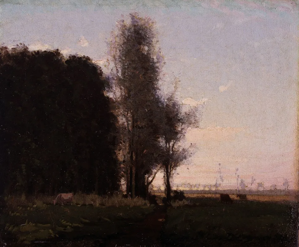 Pasture By The Woods Wall Art by Charles Augustus C. Lasar - High-Resolution Digital Print
