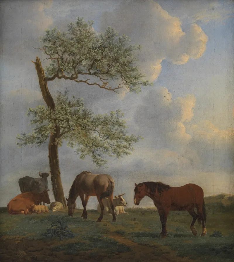 Pasture With Horses And Cattle