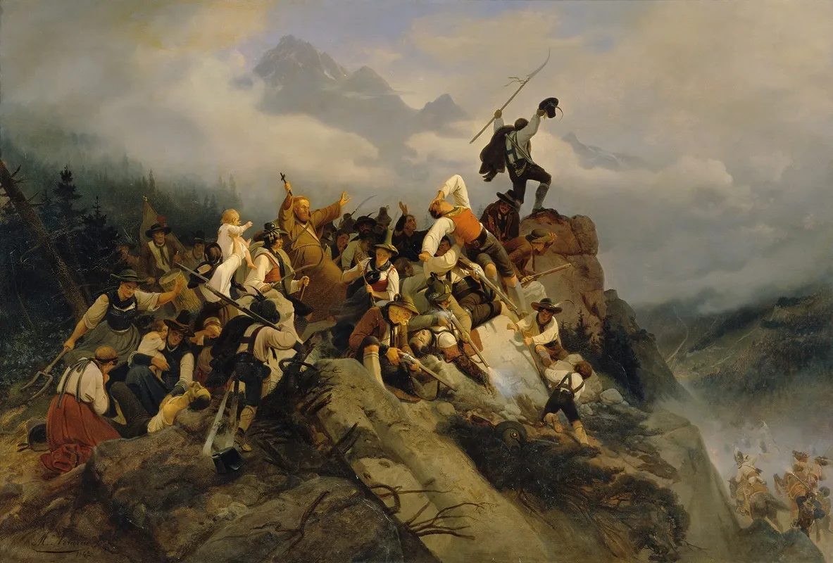 Pater Joachim Haspinger Unter Den Kampfenden Bauern Wall Art by Mathias Artaria - High-Resolution Digital Print