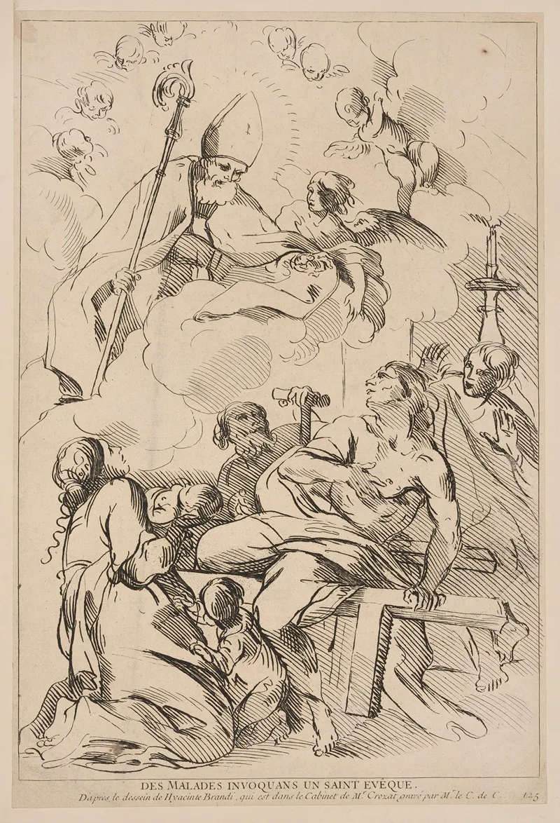 Patients Invoking A Bishop Saint Wall Art by Giacinto Brandi - High-Resolution Digital Print