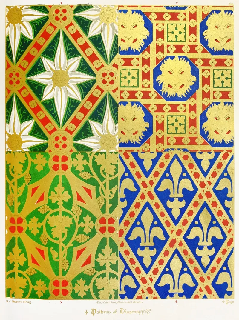 Patterns For Diapering 3 Wall Art by Augustus Pugin - High-Resolution Digital Print