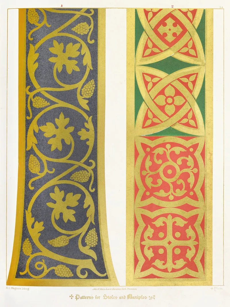 Patterns For Stoles And Maniples 1 Wall Art by Augustus Pugin - High-Resolution Digital Print