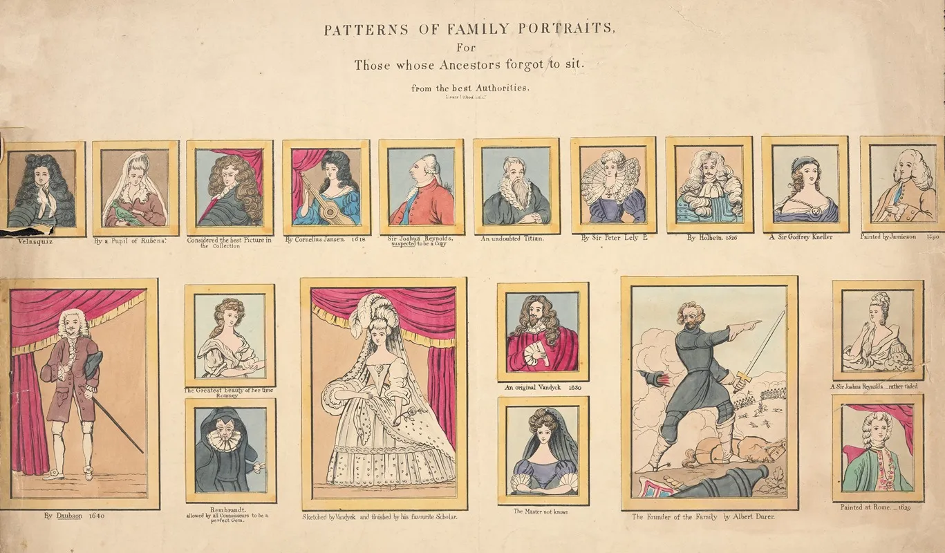 Patterns Of Family Portraits For Those Whose Ancestors Forgot To Sit From The Best Authorities Wall Art by William Home Lizars - High-Resolution Digital Print