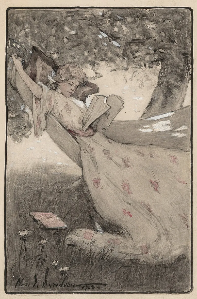 Patty Sits In The Hammock Wall Art by Clara D. Davidson - High-Resolution Digital Print