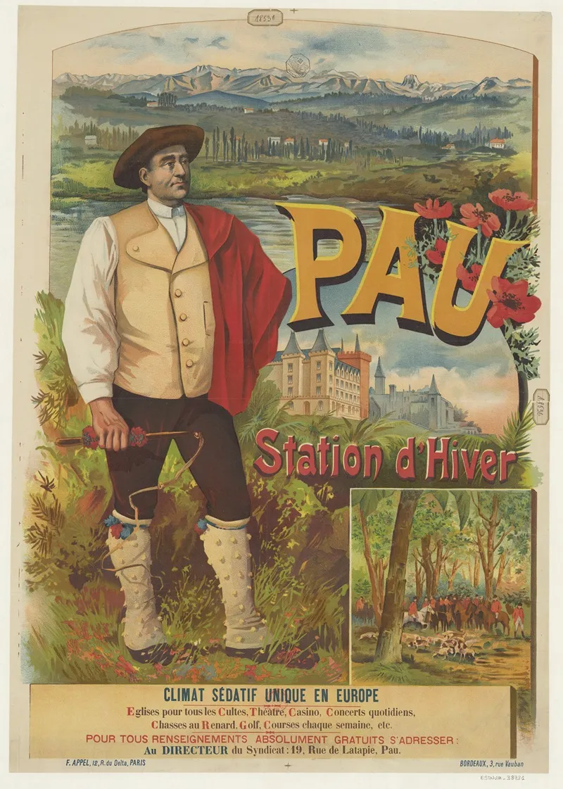 Pau Station Dhiver Climat Sedatif Unique En Europe Wall Art by Lith. F. Appel - High-Resolution Digital Print