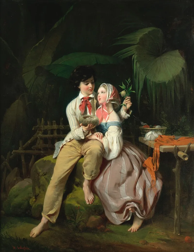 Paul And Virginia Wall Art by Frédéric-Henri Schopin - High-Resolution Digital Print