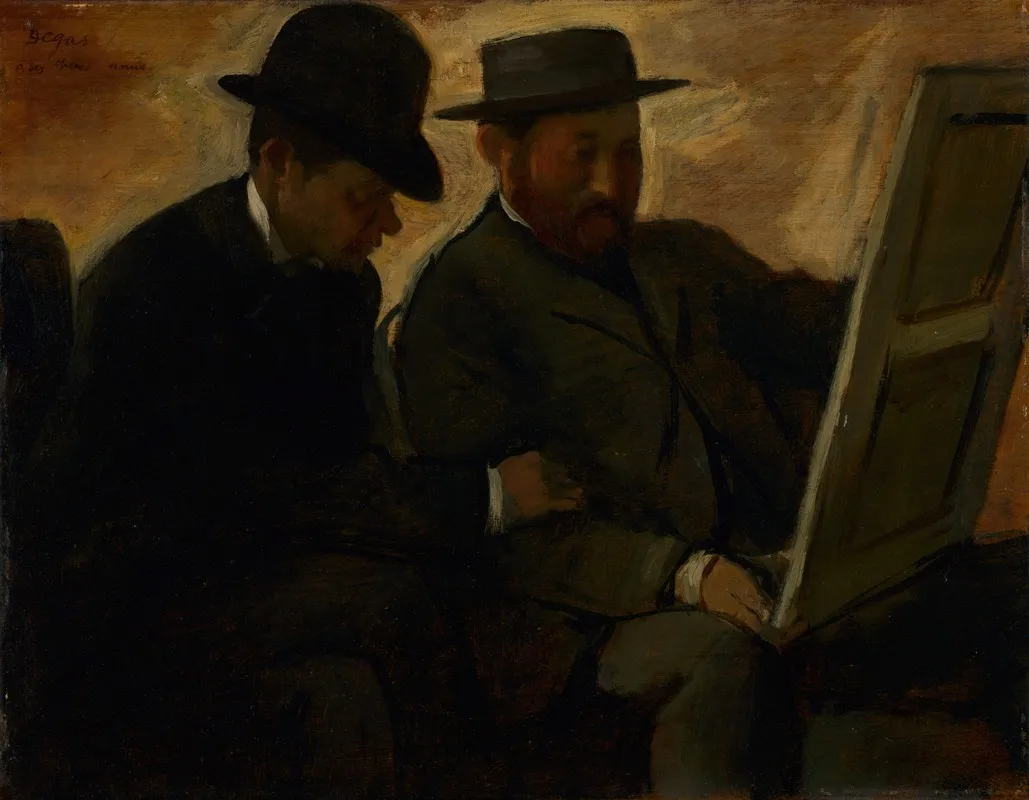 Paul Lafond And Alphonse Cherfils Examining A Painting
