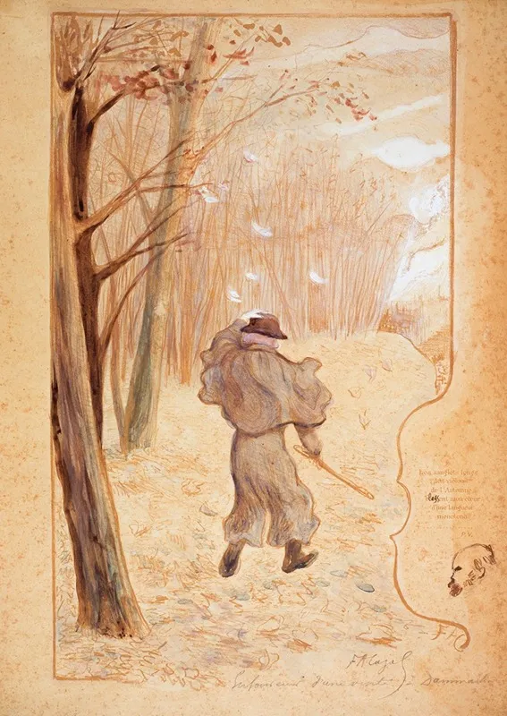 Paul Verlaine Dans Un Paysage Hivernal Wall Art by Frédéric Auguste Cazals - High-Resolution Digital Print