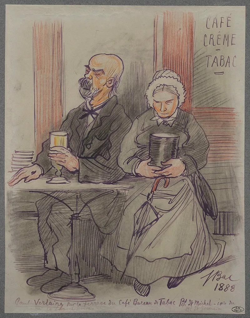 Paul Verlaine Sur La Terrasse Wall Art by Ferdinand Bac - High-Resolution Digital Print