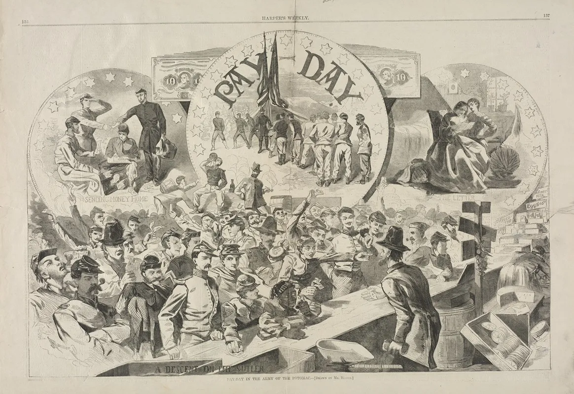 Pay Day In The Army Of The Potomac Wall Art by Winslow Homer - High-Resolution Digital Print