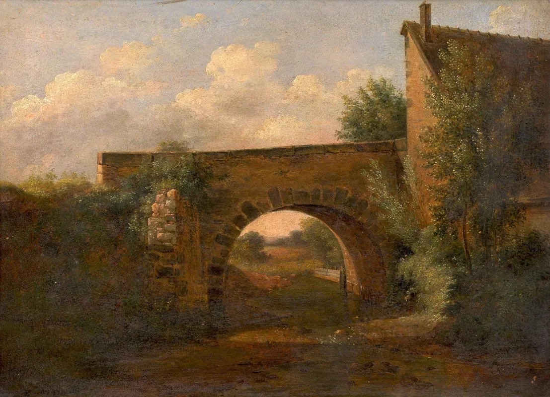 Paysage Au Pont Wall Art by Alexandre Pau de Saint-Martin - High-Resolution Digital Print