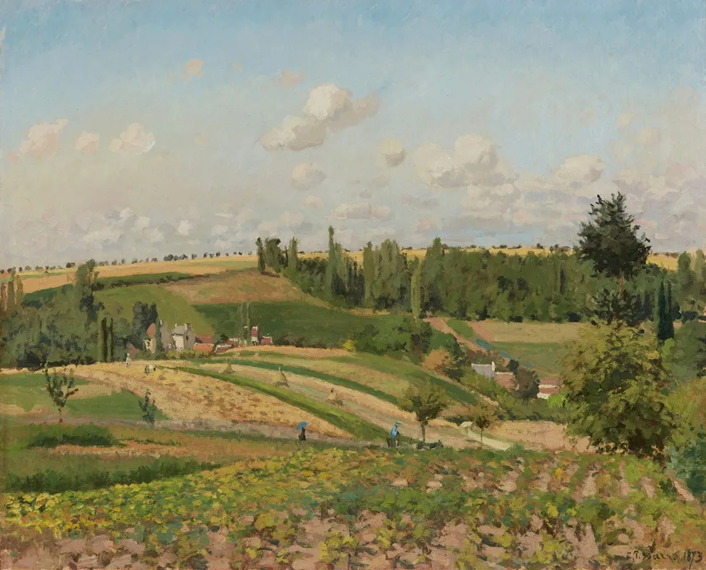 Paysage Aux Patis Pontoise La Moisson Wall Art by Camille Pissarro - High-Resolution Digital Print