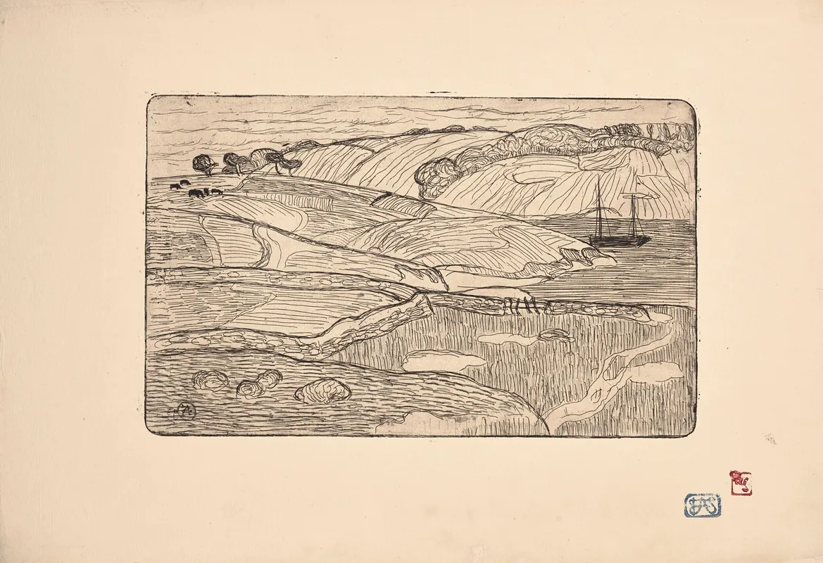 Paysage Avec Chevaux Et Bateaux