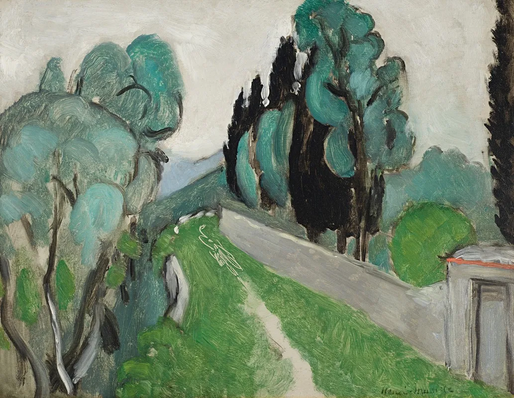 Paysage Avec Cypres Et Oliviers Aux Environs De Nice