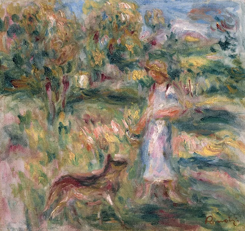 Paysage Avec Femme En Bleu Et Zaza A Cagnes