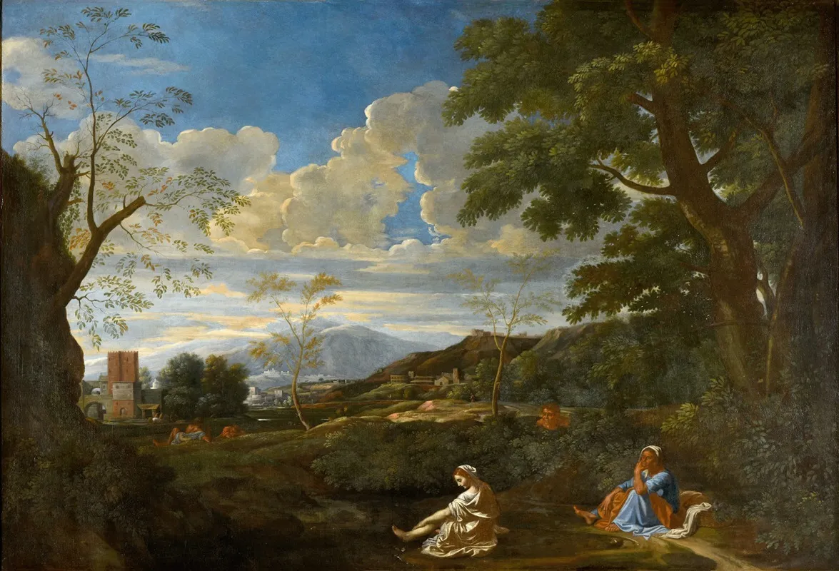 Paysage Avec La Femme Qui Se Lave Les Pieds Wall Art by Nicolas Poussin - High-Resolution Digital Print