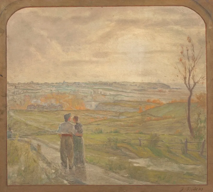 Paysage Avec Un Couple Marchant Wall Art by Jean Joseph Enders - High-Resolution Digital Print