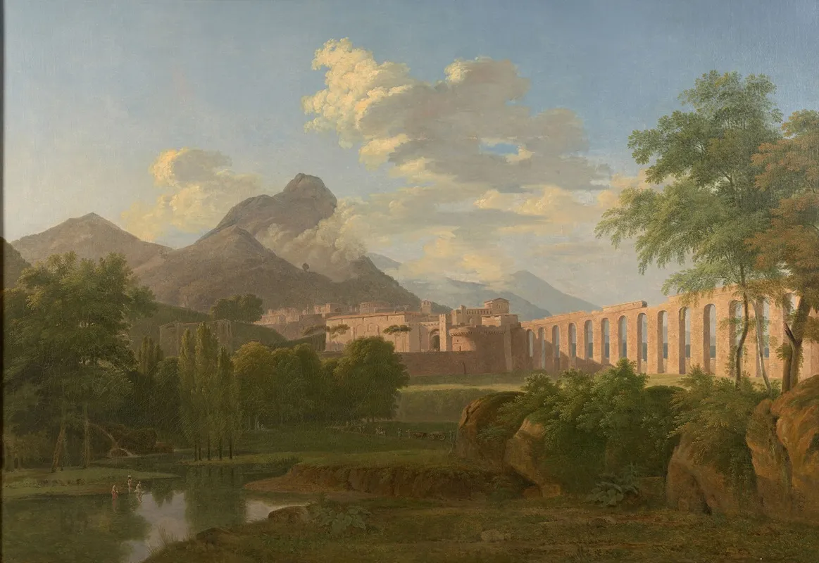 Paysage Classique Avec Aqueduc Et Forteresse Wall Art by Agathon du Petitbois - High-Resolution Digital Print