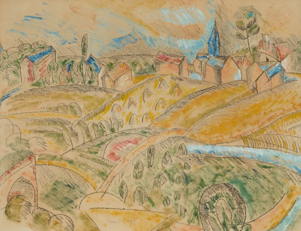 Paysage Cubiste Aux Meules Wall Art by Raoul Dufy - High-Resolution Digital Print