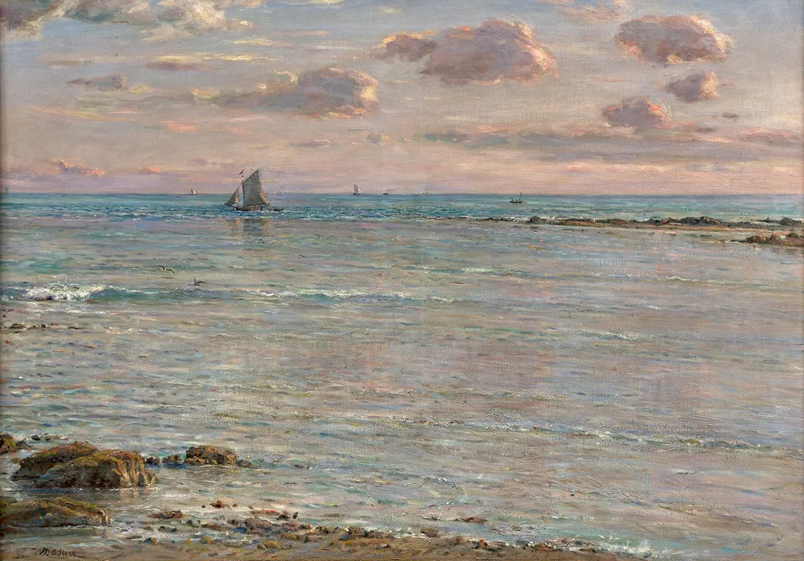 Paysage De Littoral Au Coucher Du Soleil