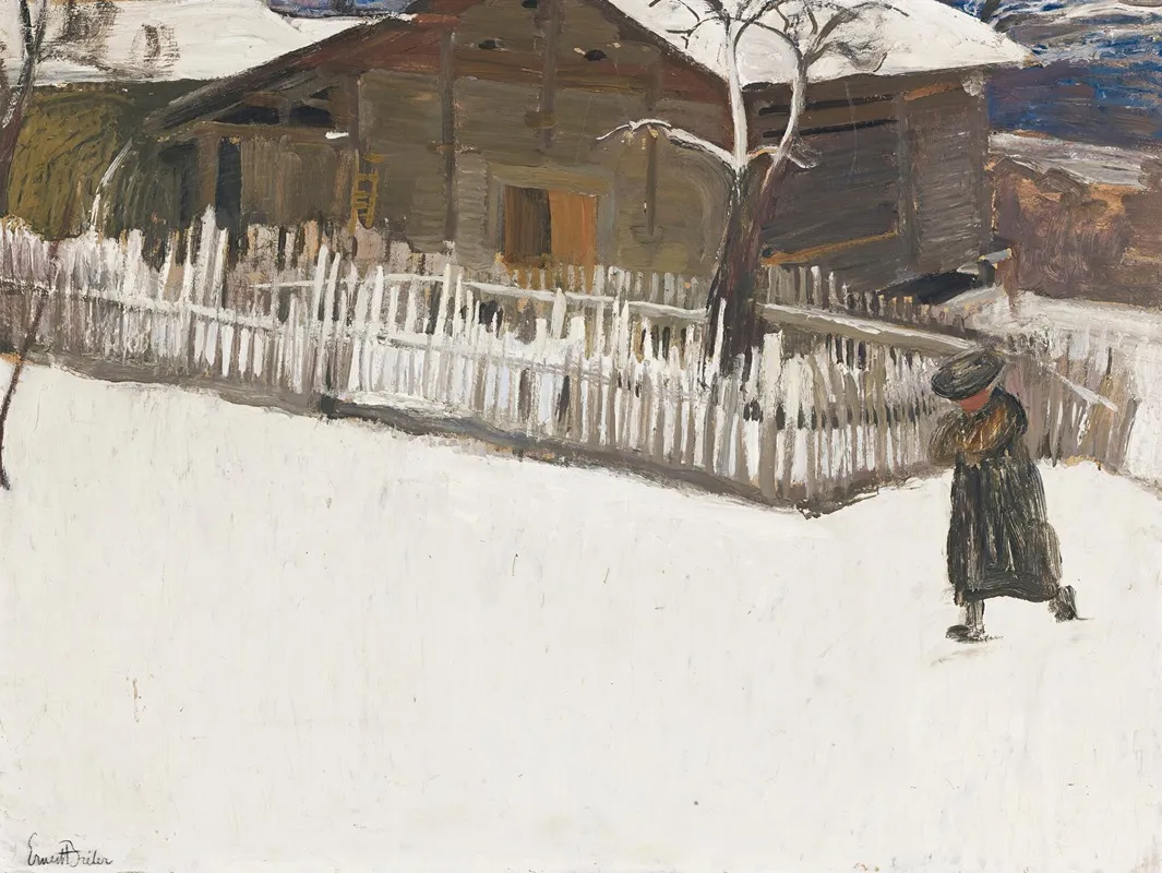 Paysage Dhiver Devant Un Mazot Wall Art by Ernest Biéler - High-Resolution Digital Print