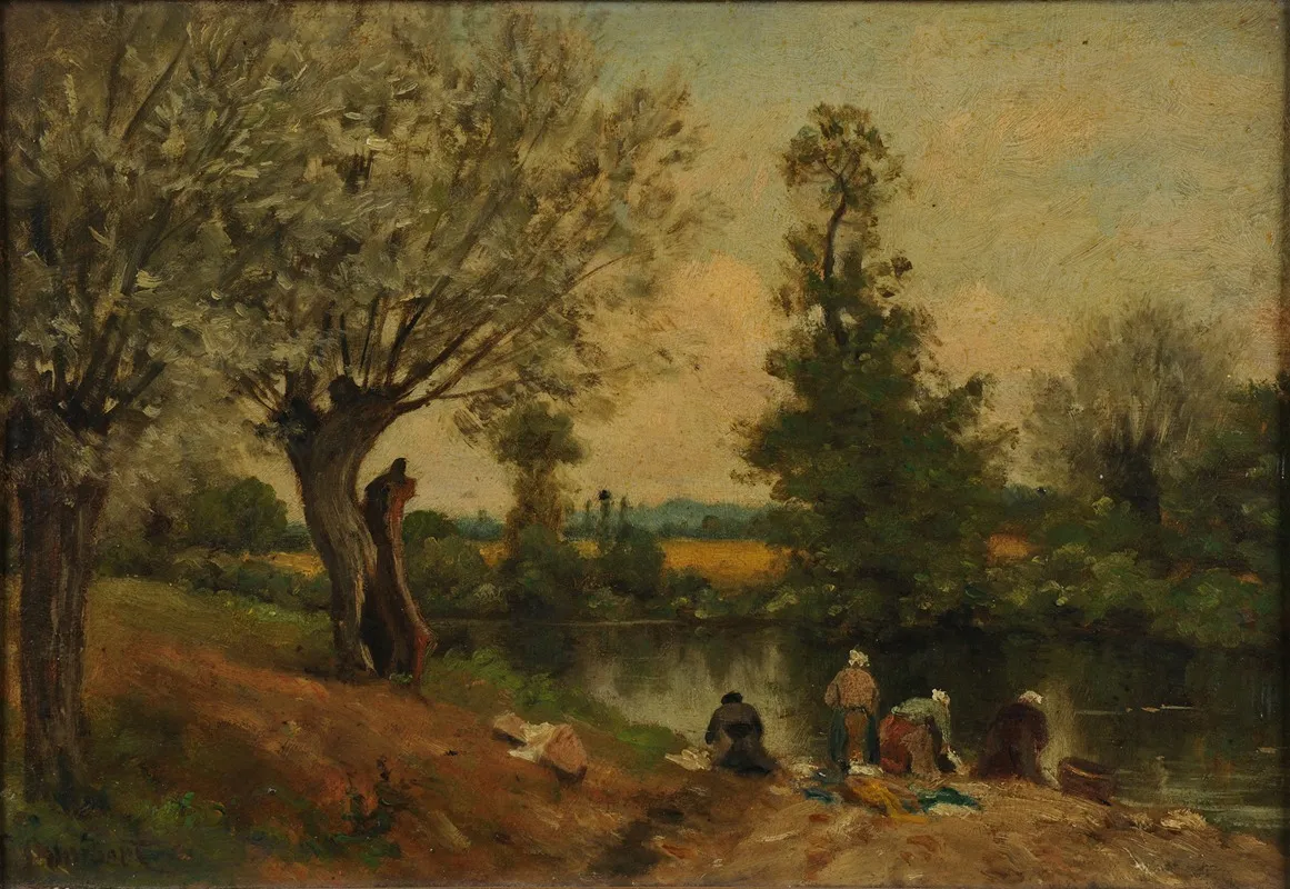 Paysage Laveuses Wall Art by Eugène Lambert - High-Resolution Digital Print