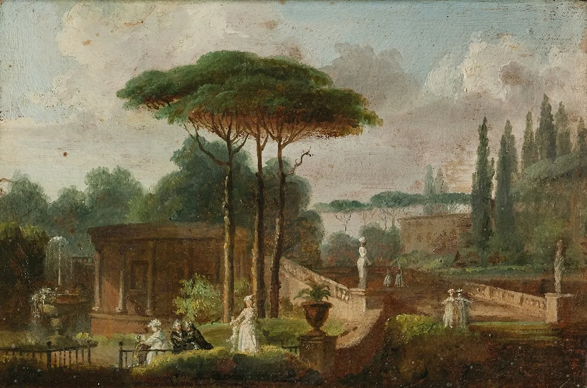 Paysage Romain Avec Des Personnages Wall Art by Henri-Désiré Van Blarenberghe - High-Resolution Digital Print