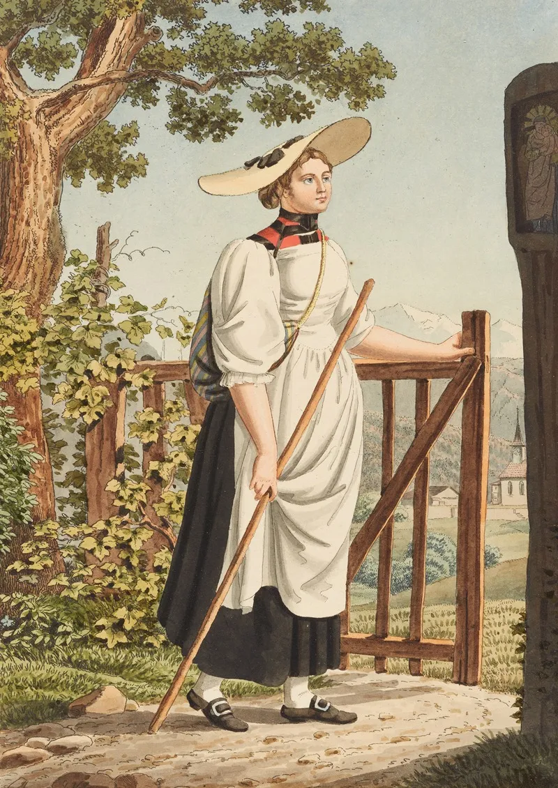Paysanne Fribourgeoise De La Partie Allemande Du Canton Wall Art by Johann Georg Volmar - High-Resolution Digital Print
