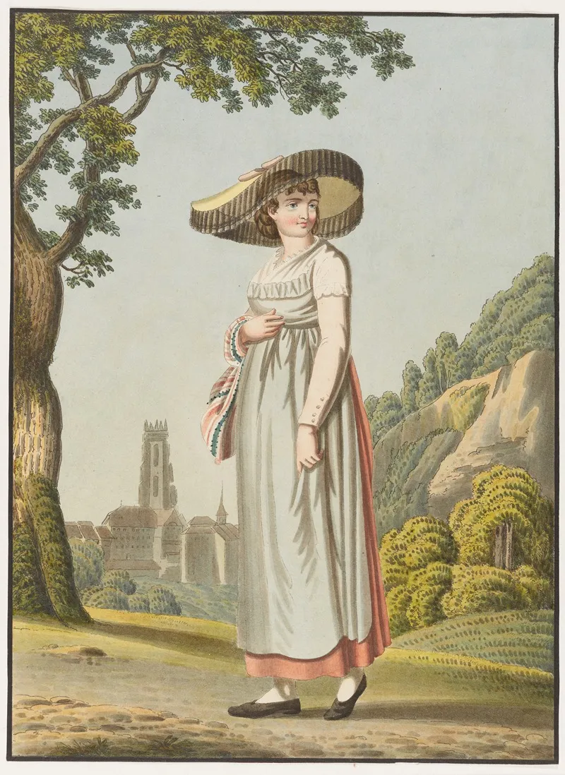Paysanne Fribourgeoise De La Partie Romande Du Canton Wall Art by Johann Georg Volmar - High-Resolution Digital Print