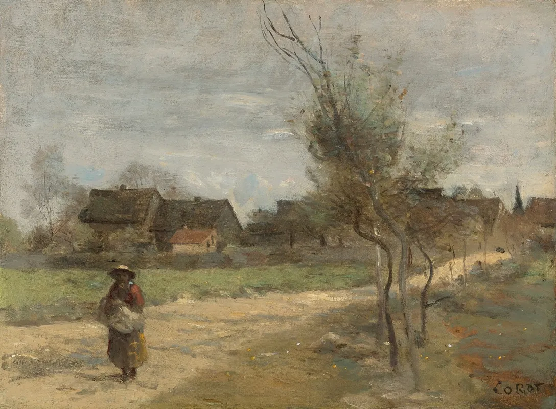 Paysanne Sur Une Route En Vue Dun Village