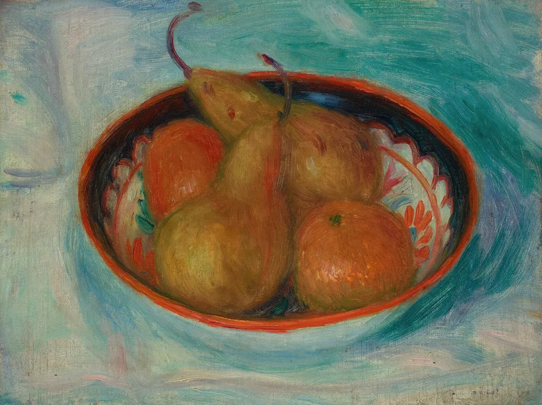 Pears And Oranges In A Bowl Wall Art by William James Glackens - High-Resolution Digital Print