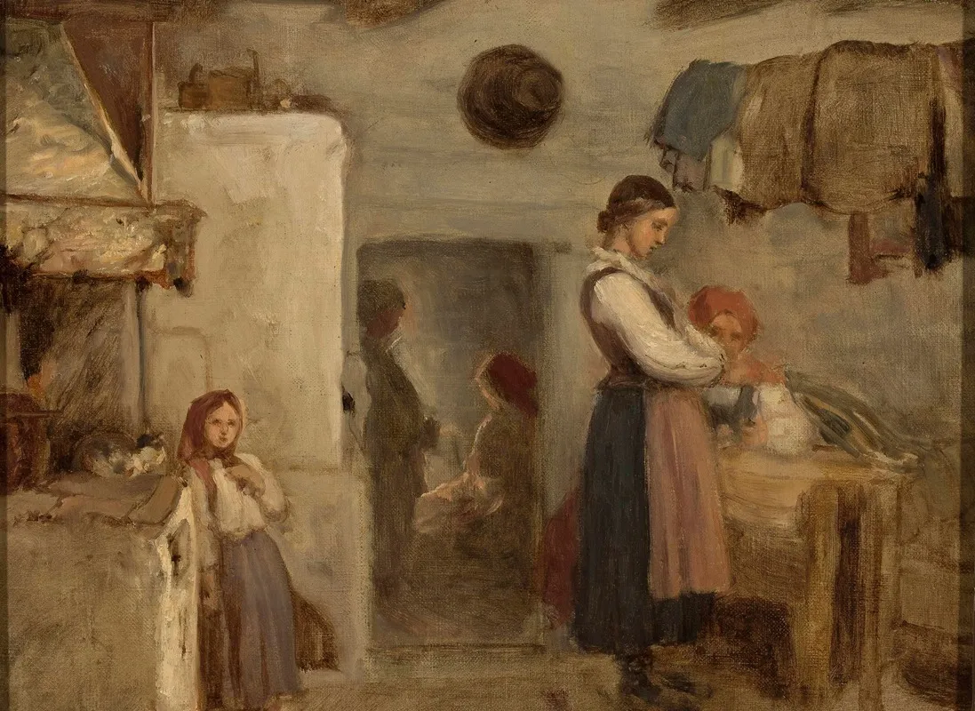 Peasant Cottage Interior Wall Art by Aleksander Kotsis - High-Resolution Digital Print