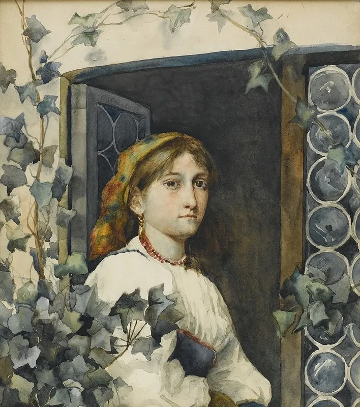 Peasant Girl In Window Wall Art by Eastman Johnson - High-Resolution Digital Print