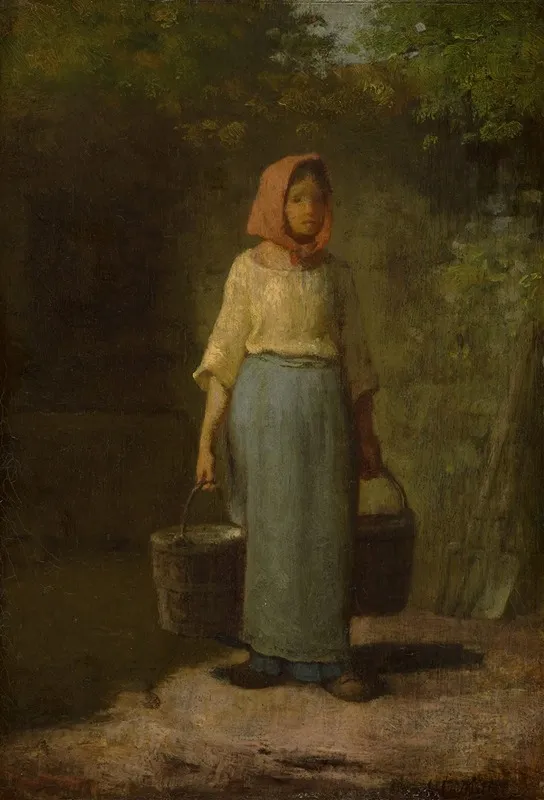 Peasant Girl Returning From The Well Wall Art by Jean-François Millet - High-Resolution Digital Print