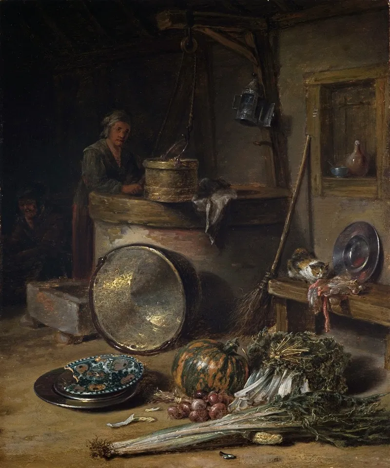 Peasant Interior With Woman At A Well Wall Art by Willem Kalf - High-Resolution Digital Print