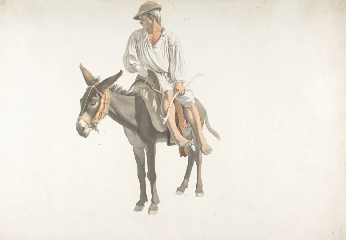 Peasant On A Donkey Wall Art by Giovanni Battista Lusieri - High-Resolution Digital Print