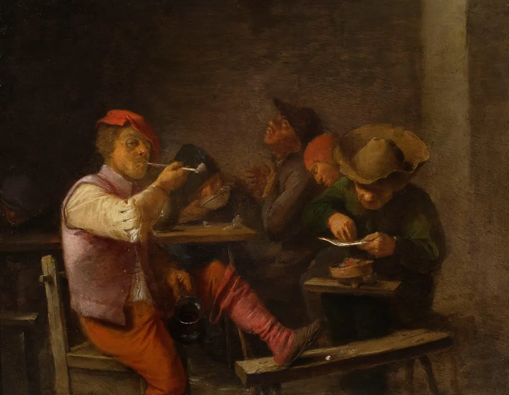 Peasant Smoking Tobacco In A Tavern Wall Art by Adriaen Brouwer - High-Resolution Digital Print