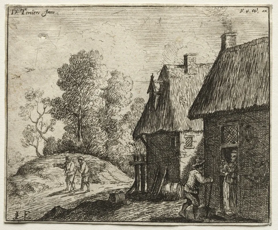 Peasant Talking To A Woman Wall Art by David Teniers - High-Resolution Digital Print